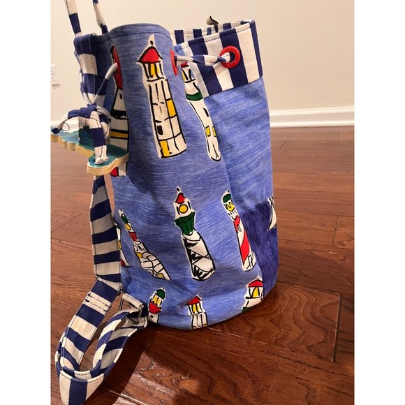 Sally Hess Lighthouse Canvas Tote Barrel Bag Backpack - Picture 4 of 11